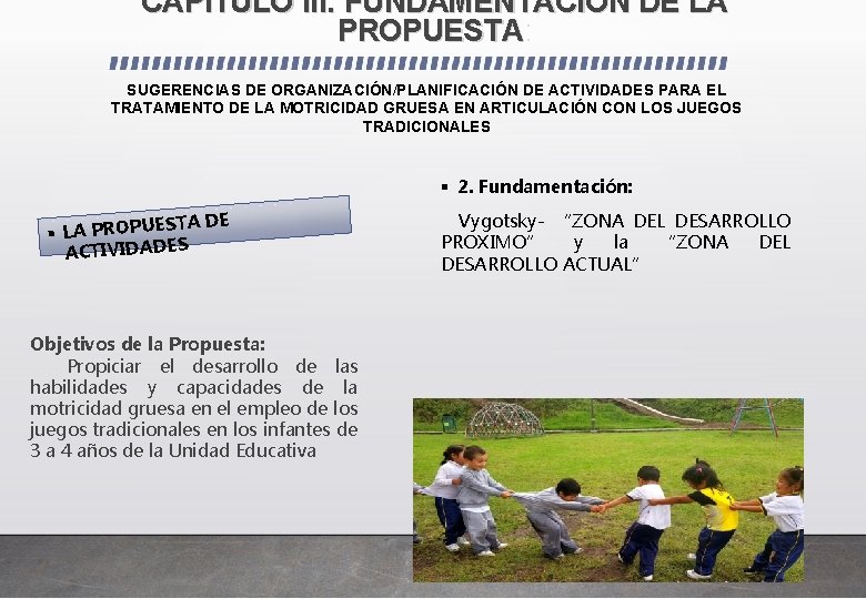 CAPÍTULO III. FUNDAMENTACIÓN DE LA PROPUESTA: PROPUESTA SUGERENCIAS DE ORGANIZACIÓN/PLANIFICACIÓN DE ACTIVIDADES PARA EL