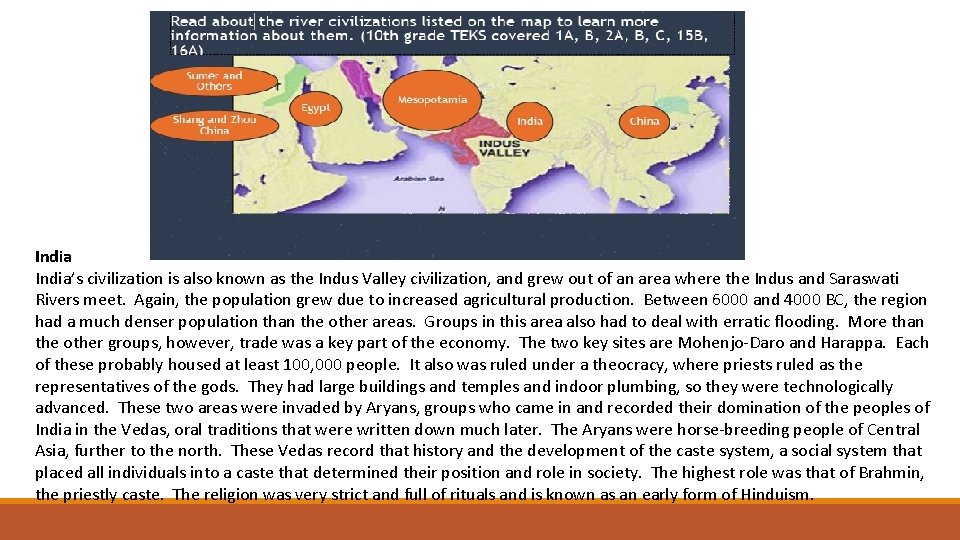 India’s civilization is also known as the Indus Valley civilization, and grew out of