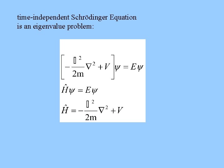 time-independent Schrödinger Equation is an eigenvalue problem: 