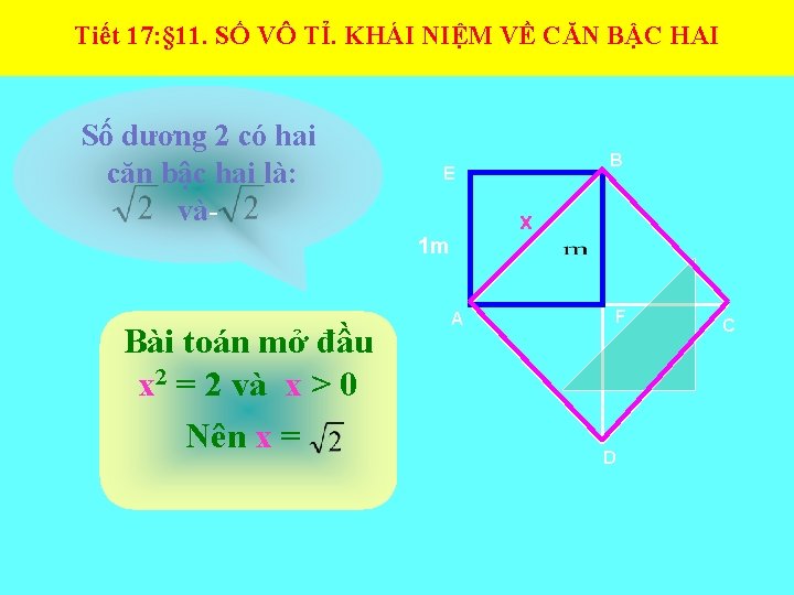 Tiết 17: § 11. SỐ VÔ TỈ. KHÁI NIỆM VỀ CĂN BẬC HAI Số