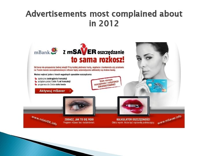 Advertisements most complained about in 2012 