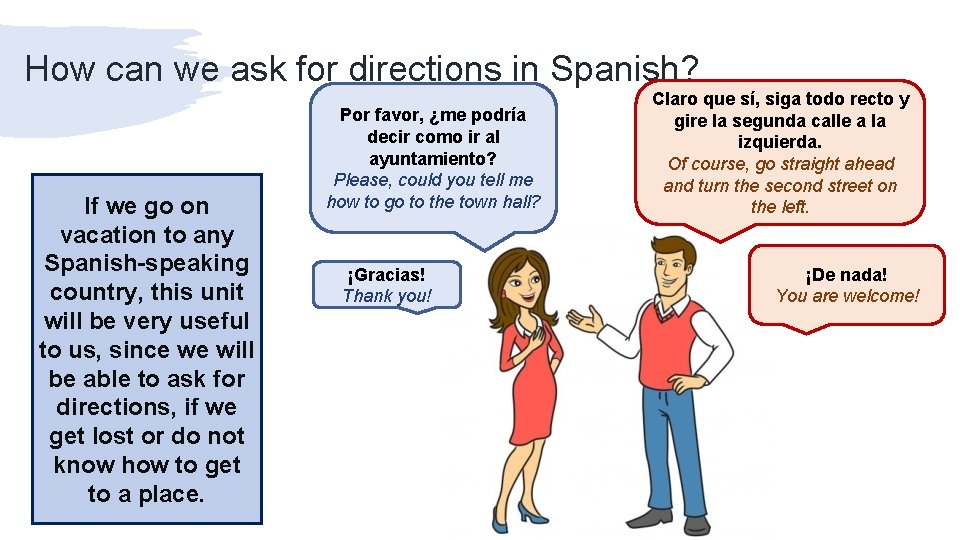 How can we ask for directions in Spanish? If we go on vacation to