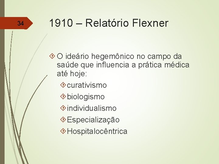 34 1910 – Relatório Flexner O ideário hegemônico no campo da saúde que influencia