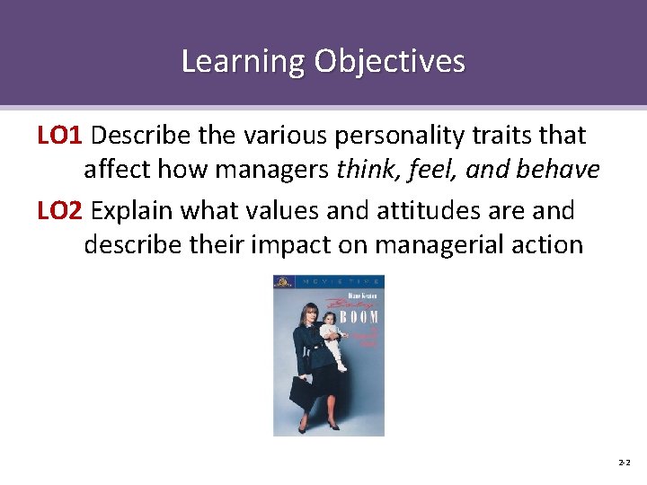 Learning Objectives LO 1 Describe the various personality traits that affect how managers think,