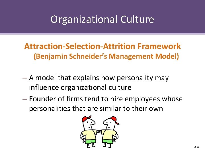 Organizational Culture Attraction-Selection-Attrition Framework (Benjamin Schneider’s Management Model) – A model that explains how