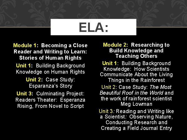 ELA: Module 1: Becoming a Close Reader and Writing to Learn: Stories of Human