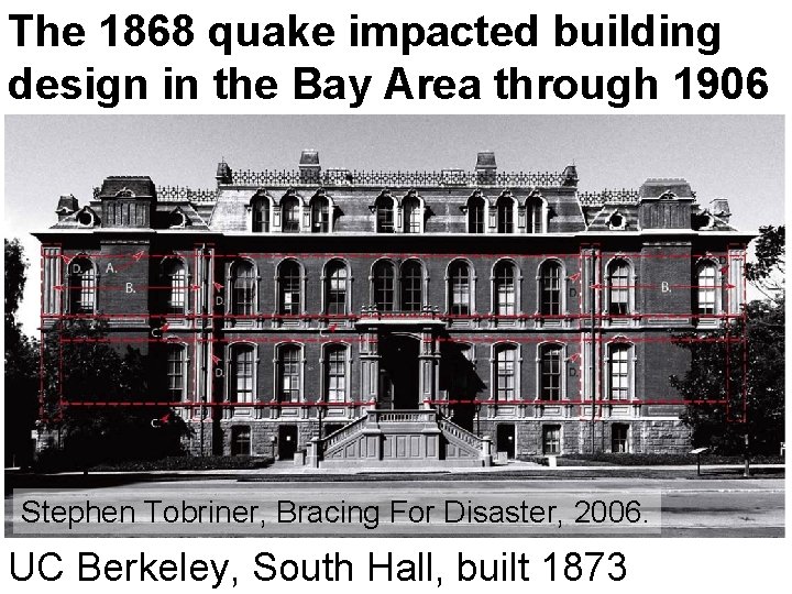 The 1868 quake impacted building design in the Bay Area through 1906 Stephen Tobriner,