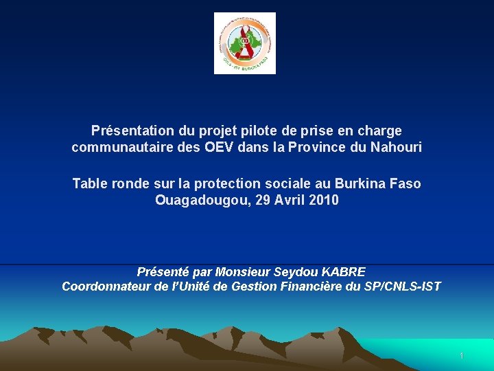 Présentation du projet pilote de prise en charge communautaire des OEV dans la Province