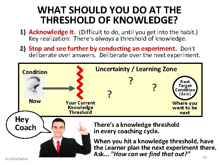 WHAT SHOULD YOU DO AT THE THRESHOLD OF KNOWLEDGE? 1) Acknowledge it. (Difficult to
