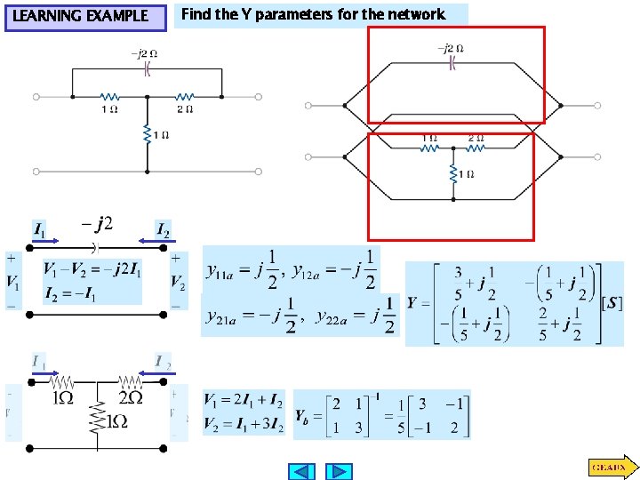 LEARNING EXAMPLE Find the Y parameters for the network 