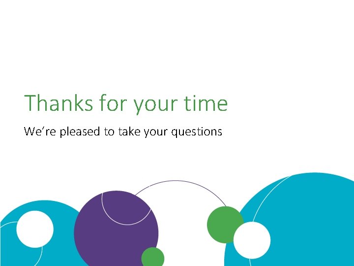 Thanks for your time We’re pleased to take your questions 