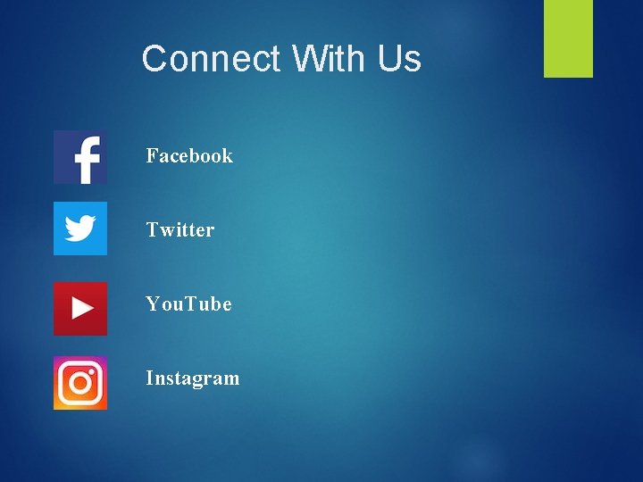 Connect With Us Facebook Twitter You. Tube Instagram Connect With Us Facebook Twitter You. Tube Instagram