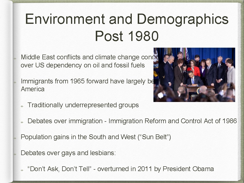 Environment and Demographics Post 1980 Middle East conflicts and climate change concerns has led