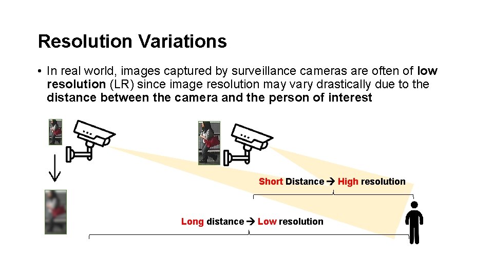 Resolution Variations • In real world, images captured by surveillance cameras are often of