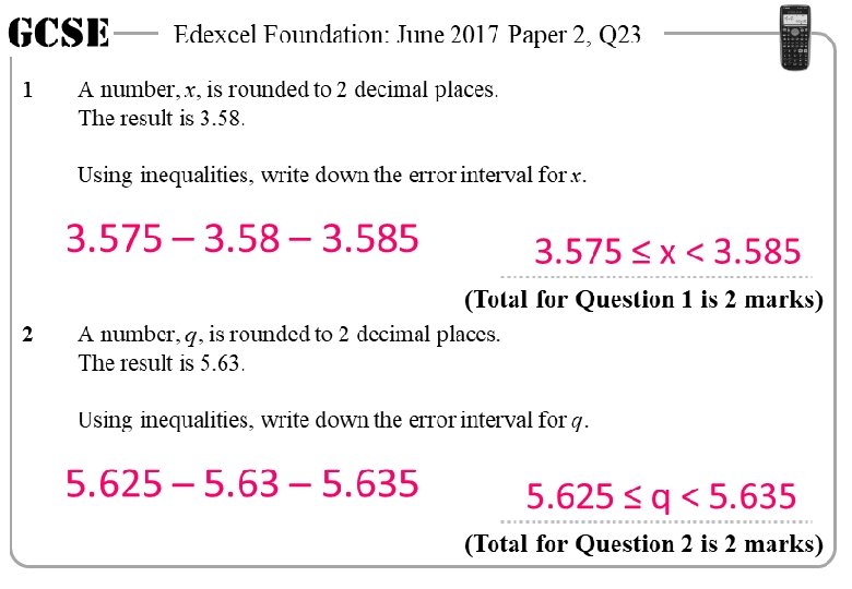 GCSE 1 Edexcel Foundation: June 2017 Paper 2, Q 23 A number, x, is