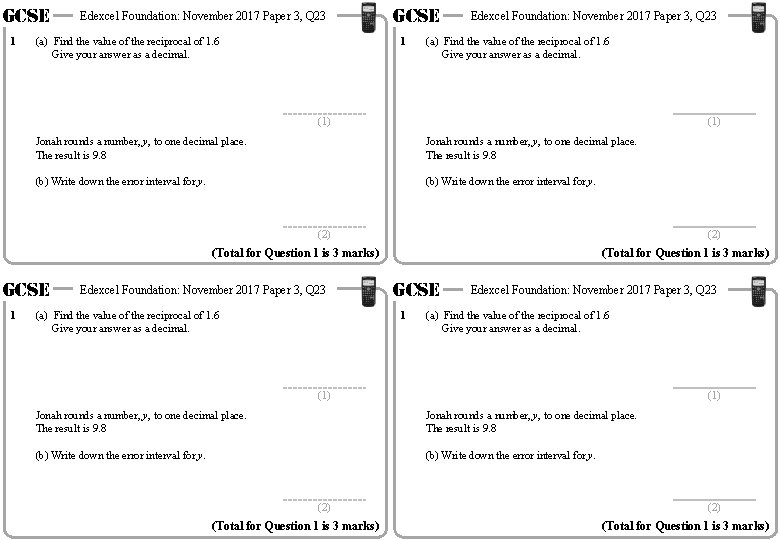 GCSE 1 Edexcel Foundation: November 2017 Paper 3, Q 23 (a) Find the value