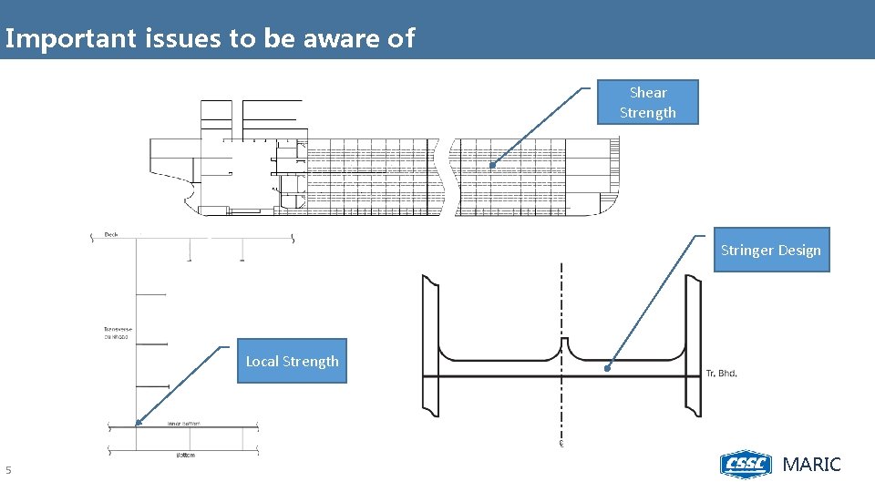 Important issues to be aware of Shear Strength Stringer Design Local Strength 5 MARIC