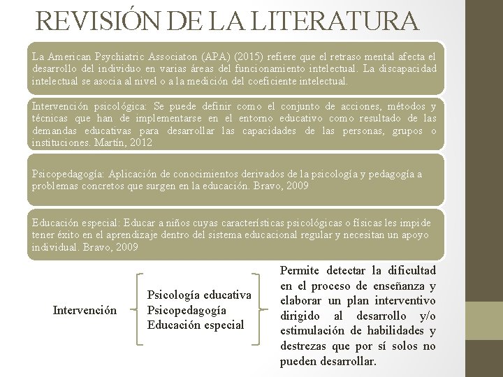 REVISIÓN DE LA LITERATURA La American Psychiatric Associaton (APA) (2015) refiere que el retraso