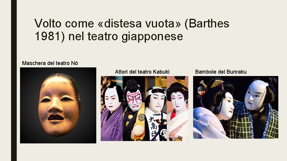 Volto come «distesa vuota» (Barthes 1981) nel teatro giapponese Maschera del teatro Nō Attori