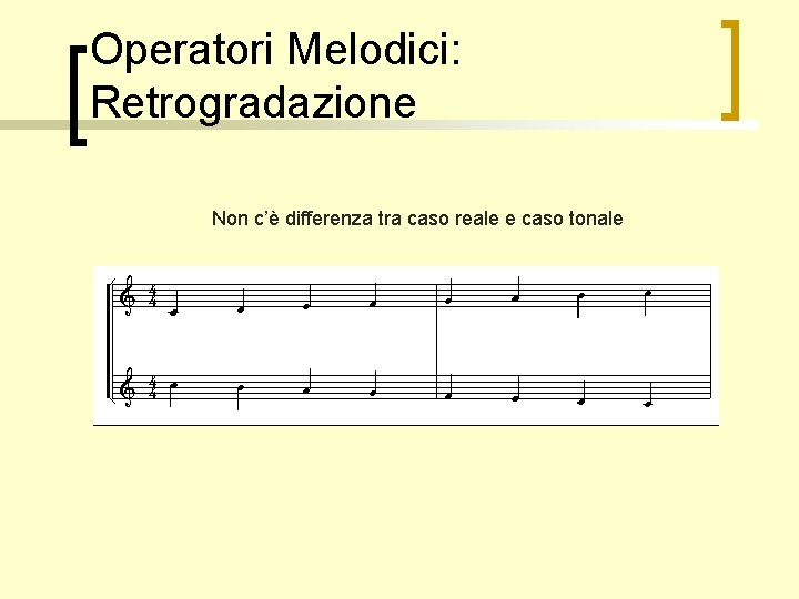 Operatori Melodici: Retrogradazione Non c’è differenza tra caso reale e caso tonale 
