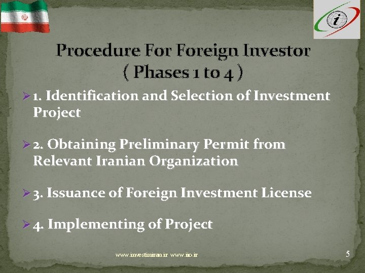 Procedure Foreign Investor ( Phases 1 to 4 ) Ø 1. Identification and Selection