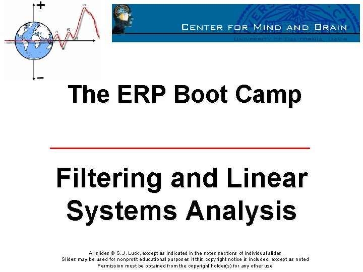 The ERP Boot Camp Filtering and Linear Systems Analysis All slides © S. J.