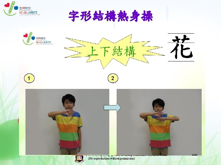 字形結構熱身操 © 2011 Hong Kong Specific Learning Difficulties Research Team (No reproduction without permission) 字形結構熱身操 © 2011 Hong Kong Specific Learning Difficulties Research Team (No reproduction without permission)