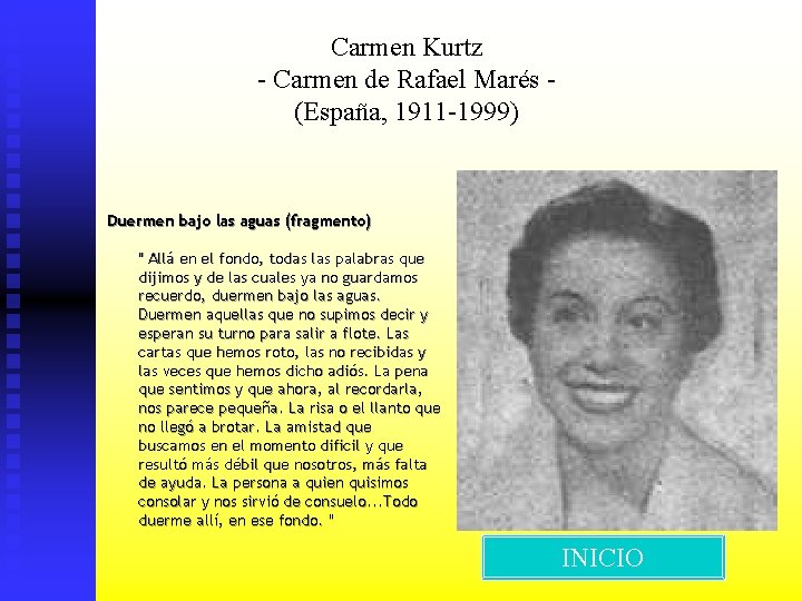 Carmen Kurtz - Carmen de Rafael Marés (España, 1911 -1999) Duermen bajo las aguas