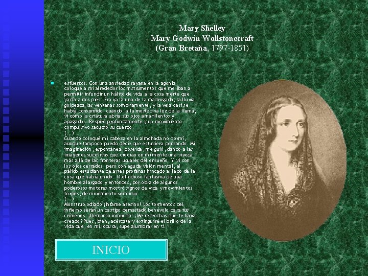 Mary Shelley - Mary Godwin Wollstonecraft (Gran Bretaña, 1797 -1851) n esfuerzos. Con una