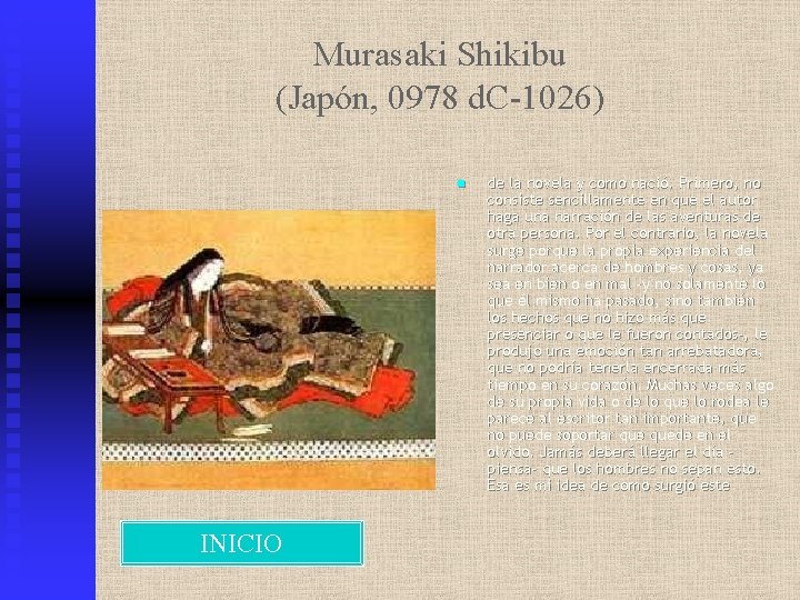 Murasaki Shikibu (Japón, 0978 d. C-1026) n INICIO de la novela y como nació.