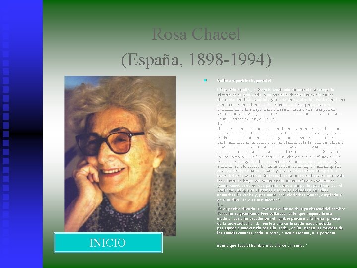 Rosa Chacel (España, 1898 -1994) n Cultura y pueblo (fragmento) " El pueblo español,
