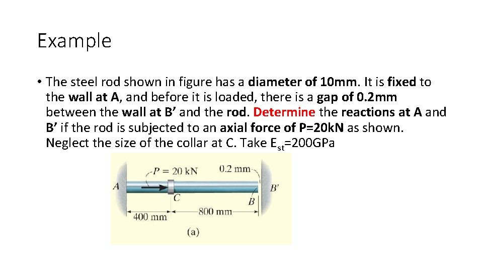 Example • The steel rod shown in figure has a diameter of 10 mm.