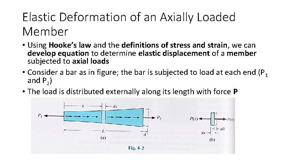 Elastic Deformation of an Axially Loaded Member • Using Hooke’s law and the definitions