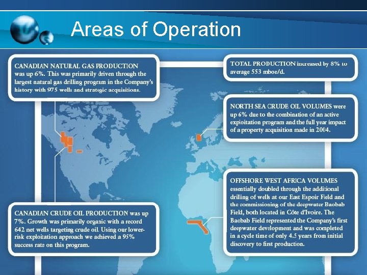 Areas of Operation Areas of Operation