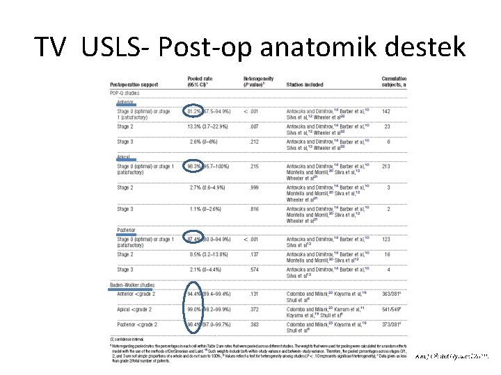 TV USLS- Post-op anatomik destek 