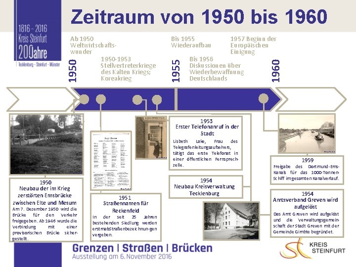 Zeitraum von 1950 bis 1960 1955 Bis 1955 Wiederaufbau I 1957 Beginn der Europäischen Zeitraum von 1950 bis 1960 1955 Bis 1955 Wiederaufbau I 1957 Beginn der Europäischen