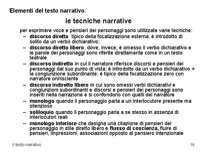 Elementi del testo narrativo: le tecniche narrative per esprimere voce e pensieri dei personaggi