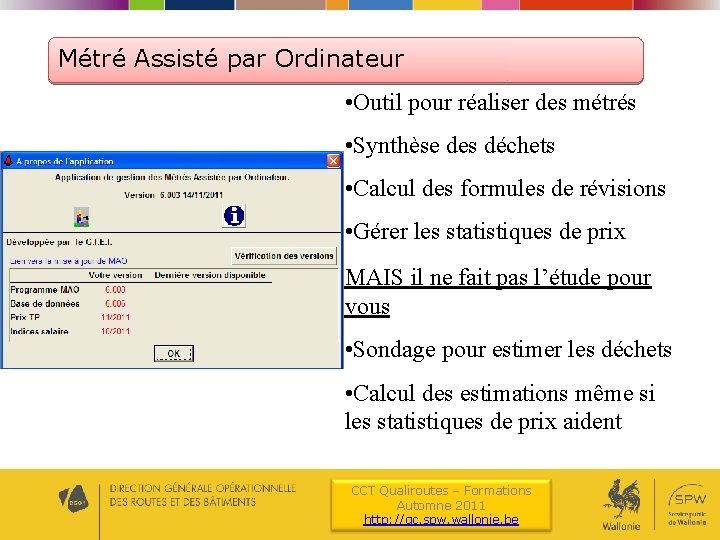 Métré Assisté par Ordinateur • Outil pour réaliser des métrés • Synthèse des déchets