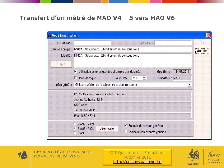 Transfert d’un métré de MAO V 4 – 5 vers MAO V 6 CCT