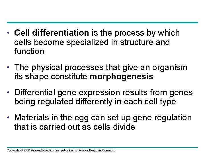  • Cell differentiation is the process by which cells become specialized in structure