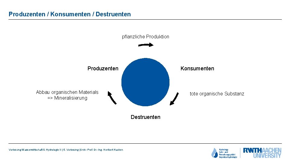 Produzenten / Konsumenten / Destruenten pflanzliche Produktion Produzenten Konsumenten Abbau organischen Materials => Mineralisierung