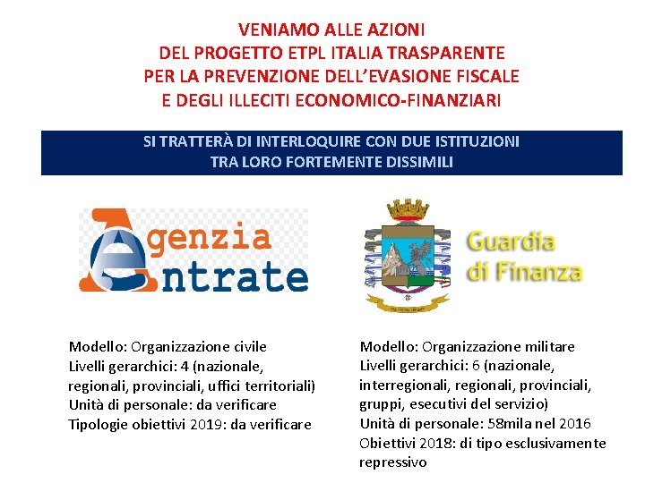 VENIAMO ALLE AZIONI DEL PROGETTO ETPL ITALIA TRASPARENTE PER LA PREVENZIONE DELL’EVASIONE FISCALE E