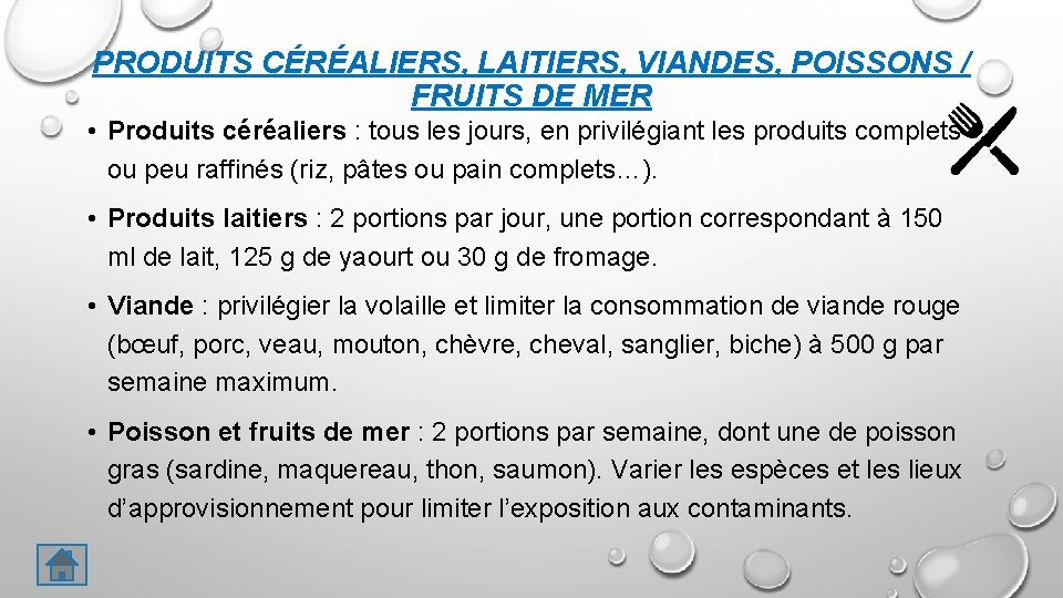 PRODUITS CÉRÉALIERS, LAITIERS, VIANDES, POISSONS / FRUITS DE MER • Produits céréaliers : tous