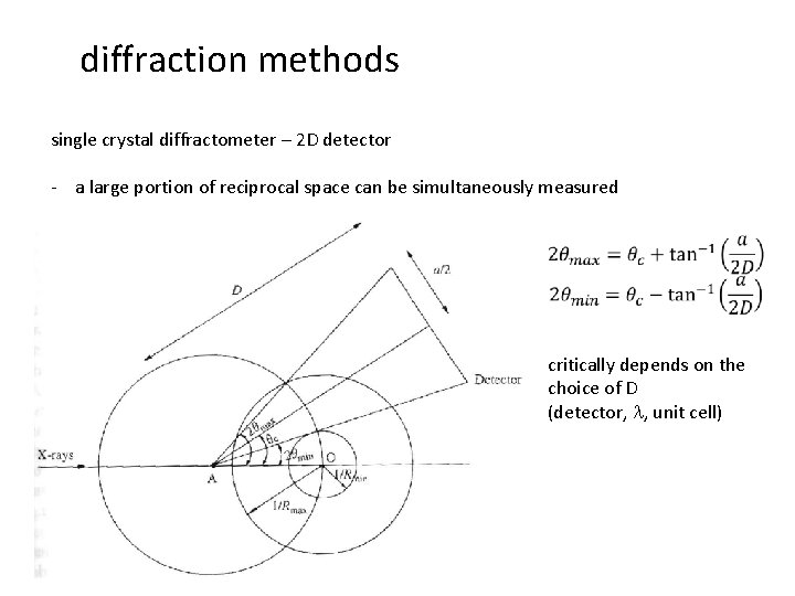 diffraction methods single crystal diffractometer – 2 D detector - a large portion of