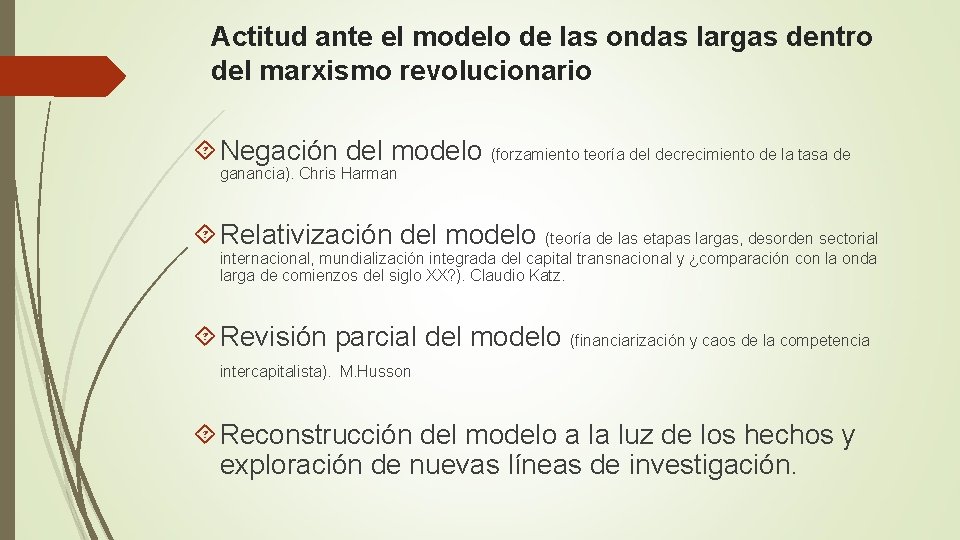 Actitud ante el modelo de las ondas largas dentro del marxismo revolucionario Negación del