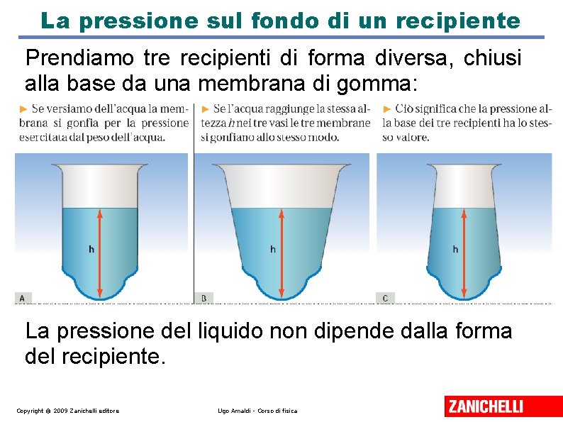 La pressione sul fondo di un recipiente Prendiamo tre recipienti di forma diversa, chiusi La pressione sul fondo di un recipiente Prendiamo tre recipienti di forma diversa, chiusi