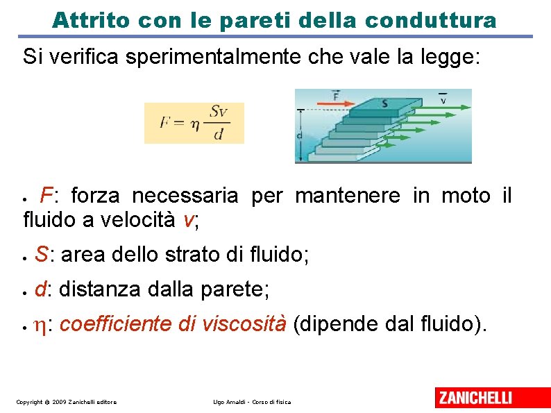 Attrito con le pareti della conduttura Si verifica sperimentalmente che vale la legge: F: Attrito con le pareti della conduttura Si verifica sperimentalmente che vale la legge: F: