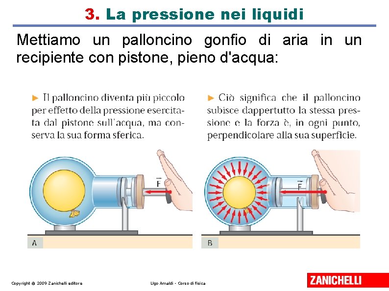 3. La pressione nei liquidi Mettiamo un palloncino gonfio di aria in un recipiente 3. La pressione nei liquidi Mettiamo un palloncino gonfio di aria in un recipiente