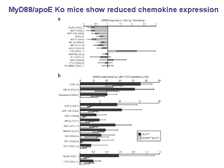 My. D 88/apo. E Ko mice show reduced chemokine expression 