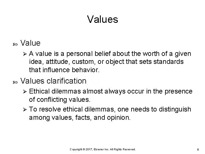 Values Value Ø A value is a personal belief about the worth of a Values Value Ø A value is a personal belief about the worth of a